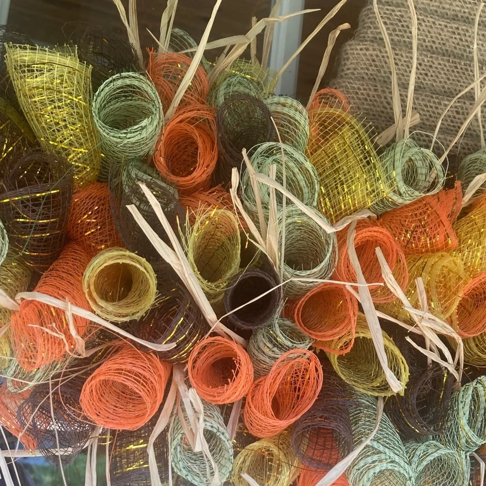 Handcrafted Scarecrow Wreath with Sunflower Bow - Picture 3 of 3